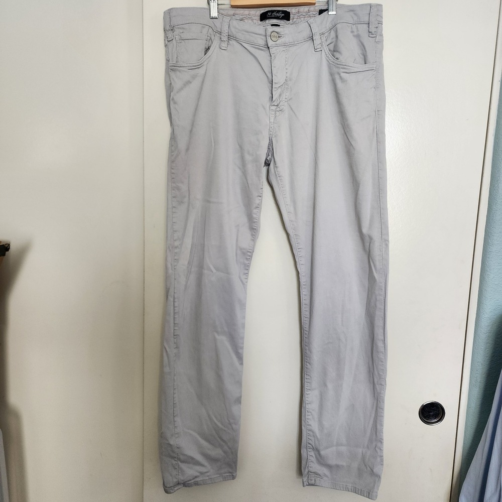 34 Heritage Courage Pants Mens 38x34 Light Grey Straight Mid-Rise Cement Twill
